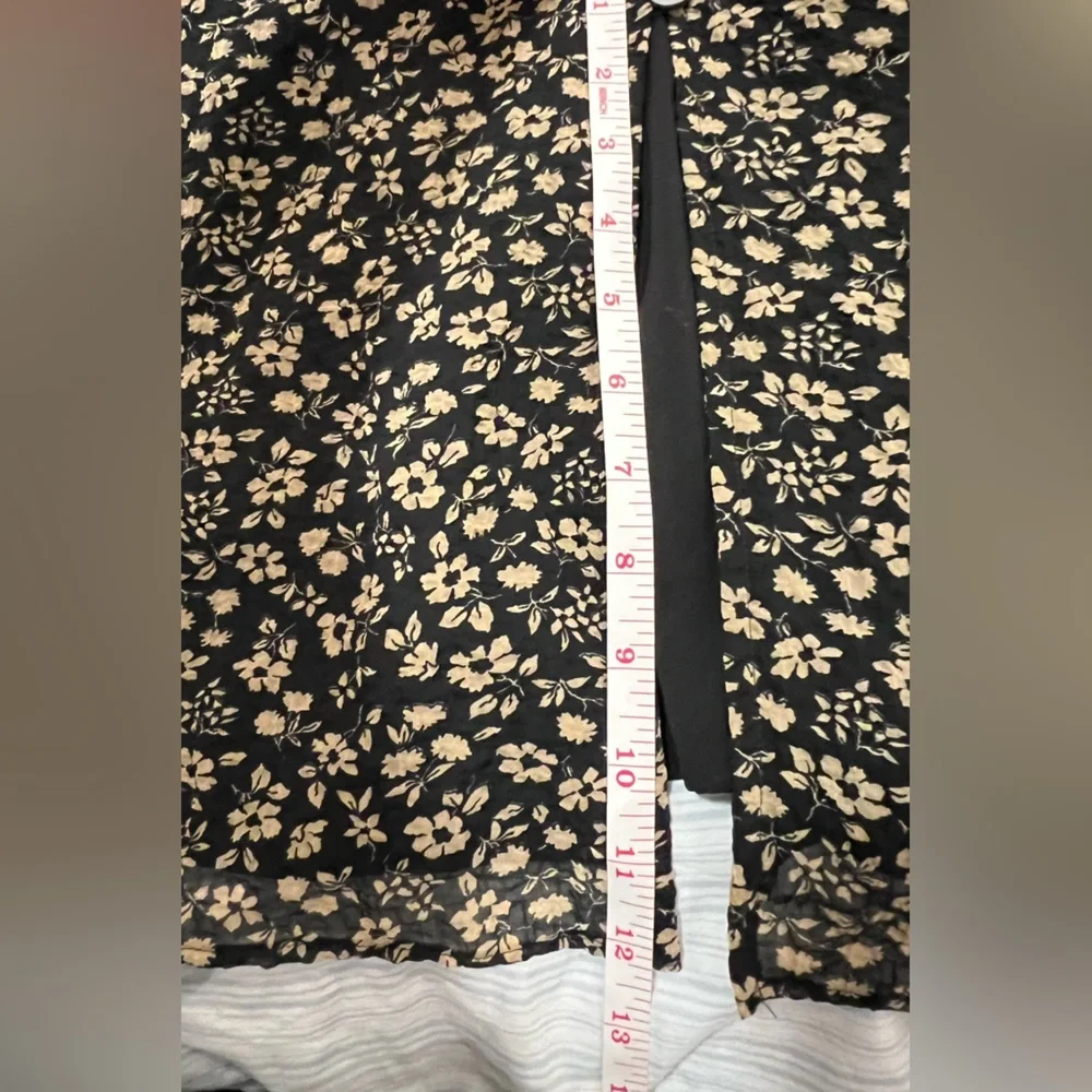 Madewell Dress - Black floral midi dress with front slit - Picture 8 of 11